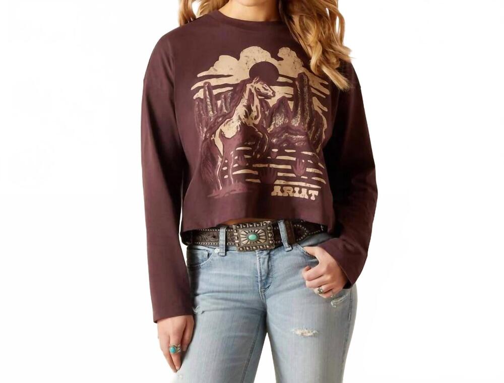 NEW ARIAT desert horse t-shirt in deep plum